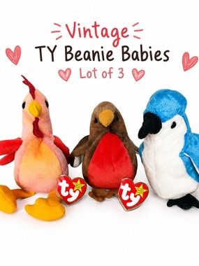 TY Beanie Babies Vintage Lot of 3 Rocket,Early, Strut w/ Tags
